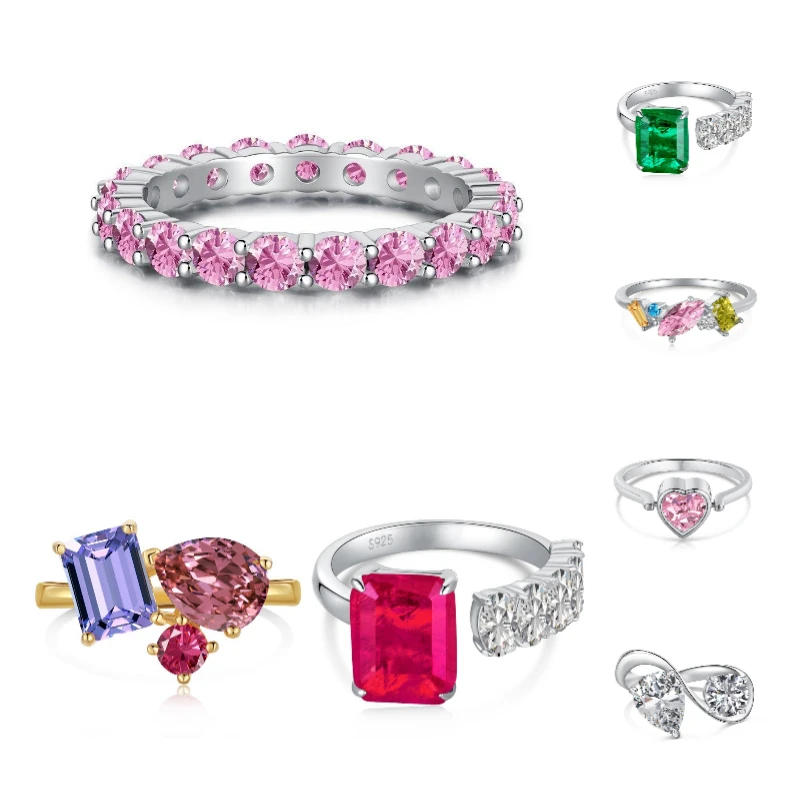 Luxury jewelry Certified Fine Jewelry Romantic S925 Custom Ring  CZ Mossanite VVS Moissanite Stone for Special Occasions