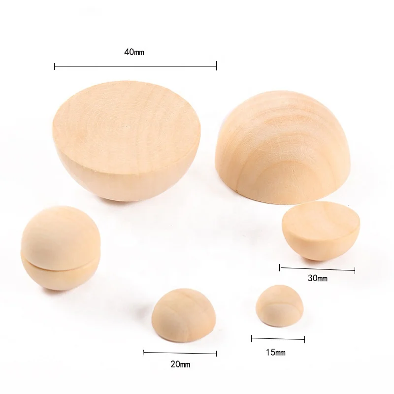 Christmas Decoration High Quality Natural Half hemisphere  Round Wooden Beads for Kids DIY Crafts  Jewelry Making