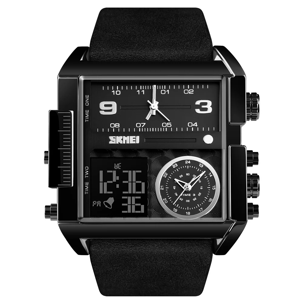 Skmei factory analog digital watch 1391 large mens watches chronograph feature watch men 3atm water resistant stainless steel