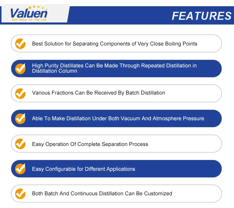 Valuen 20L Hot Sale Fractional Distillation Unit Industrial Distillation Equipment Lab Distillation Glass rectification