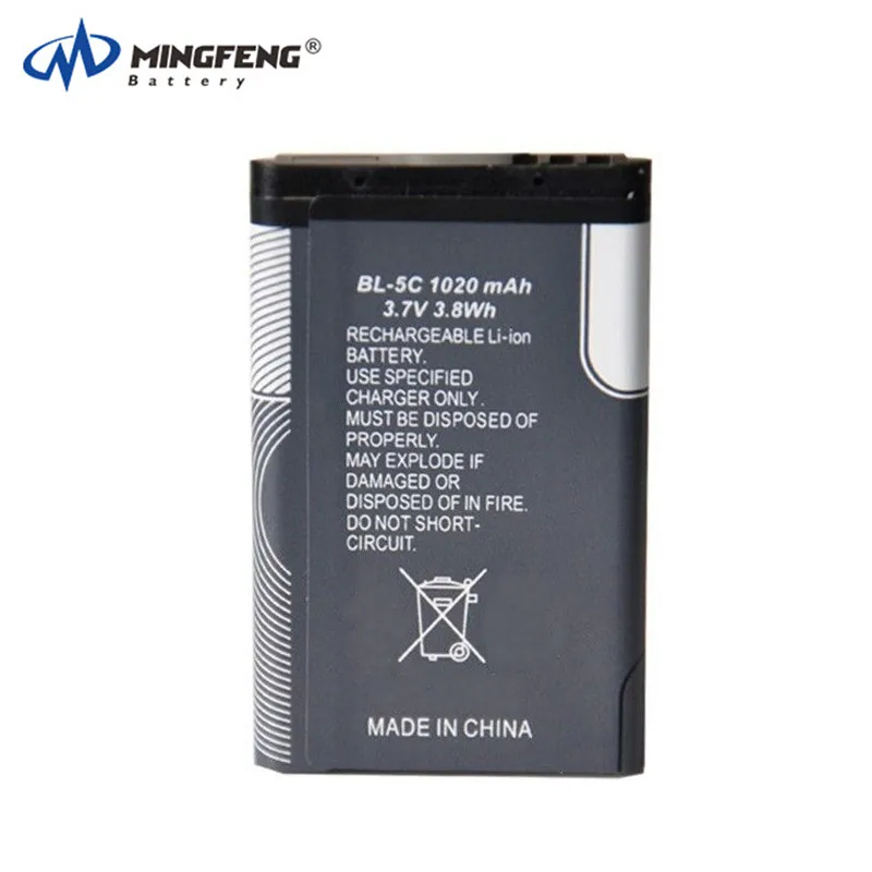  Оптовая продажа Новый OEM батареи мобильного телефона BL-5C для Nokia 1200 1208 1600 1650 105 106 E60 N70 N9