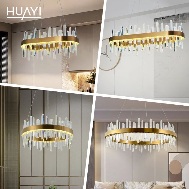 Роскошная хрустальная металлическая комнатная люстра HUAYI в простом стиле для гостиной спальни гостиницы Современная