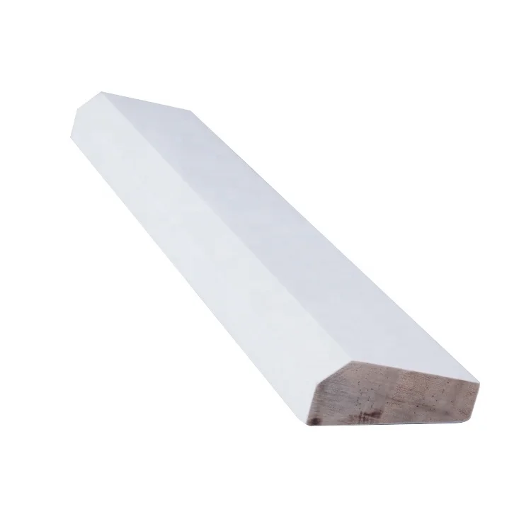White gesso primed finger joint radiata pine Chinese fir LVL wooden customized baseboard skirting splayed moulding