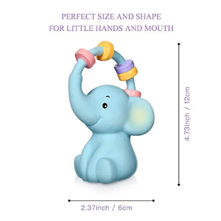 
NaturalRubber Teether Mold Free Blue Elephant Rubber Toys Bath Toy 