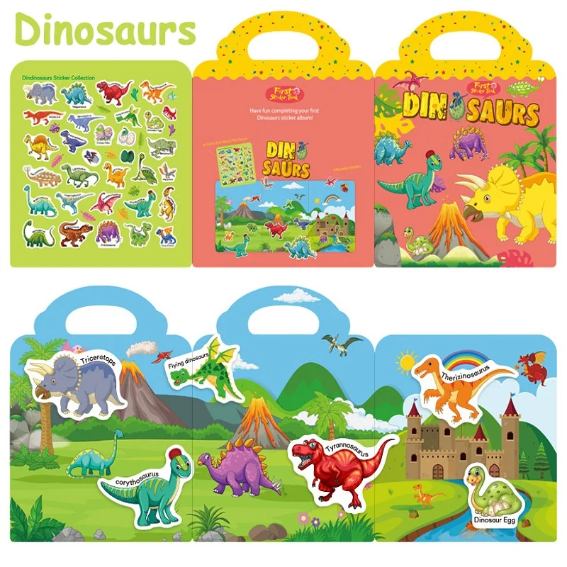 Kids Early Education Cards Toys Reusable Sticker Book Multiple Scenarios Cartoon DIY Puzzle Educational Cognition Learning Toys