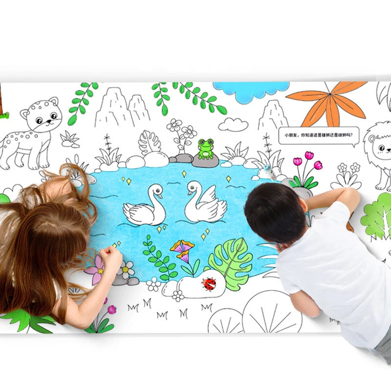 Giant sketch Drawing Paper, 10M forest and building designs Crayons Pencils marker pens Coloring paper for painting medium