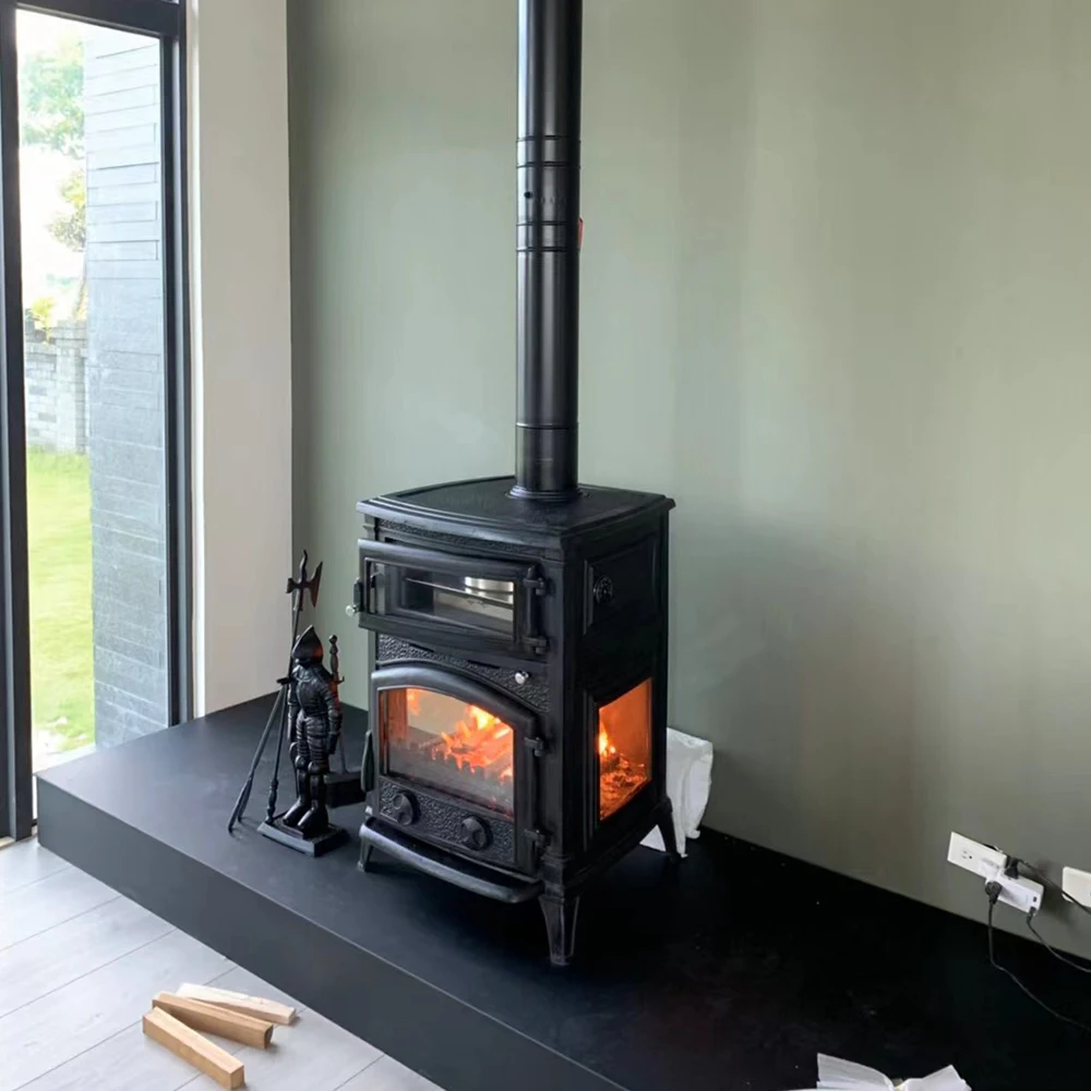 China Stove Factory wood burning cast iron stove with oven wood stove indoor heating villa