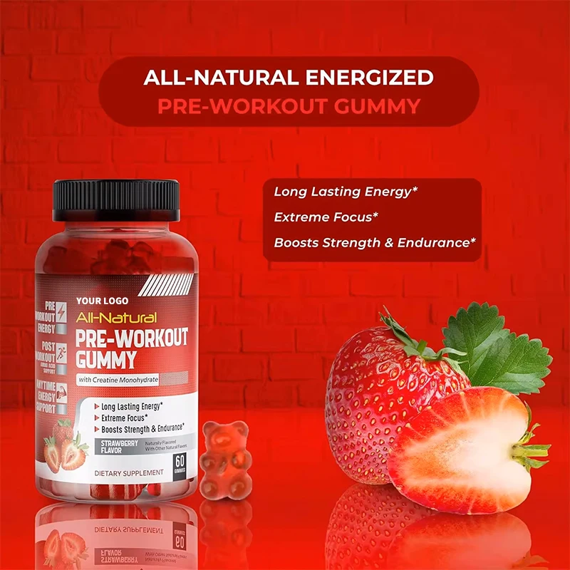 OEM Private Label creatine monohydrate gummy weight gain Supplement Pre Work Energy 1000mg Creatine Gummies