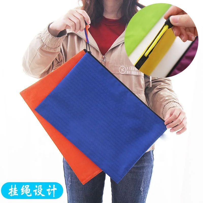 Рекламная цветная водонепроницаемая сумка A4 для хранения информации из переработанного материала, Полиэстеровая сумка на молнии для канцелярских принадлежностей