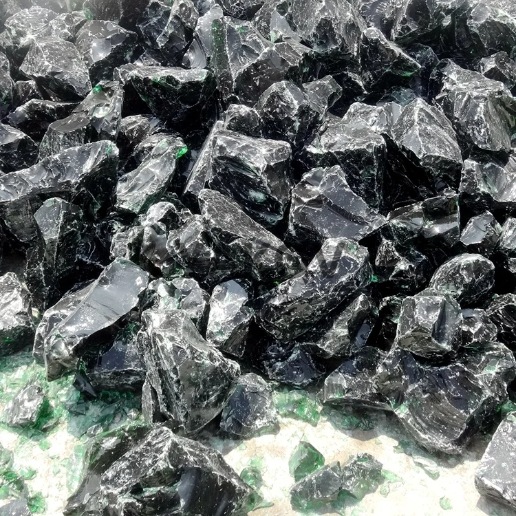 home decoration garden landscaping dark green slag glass rocks