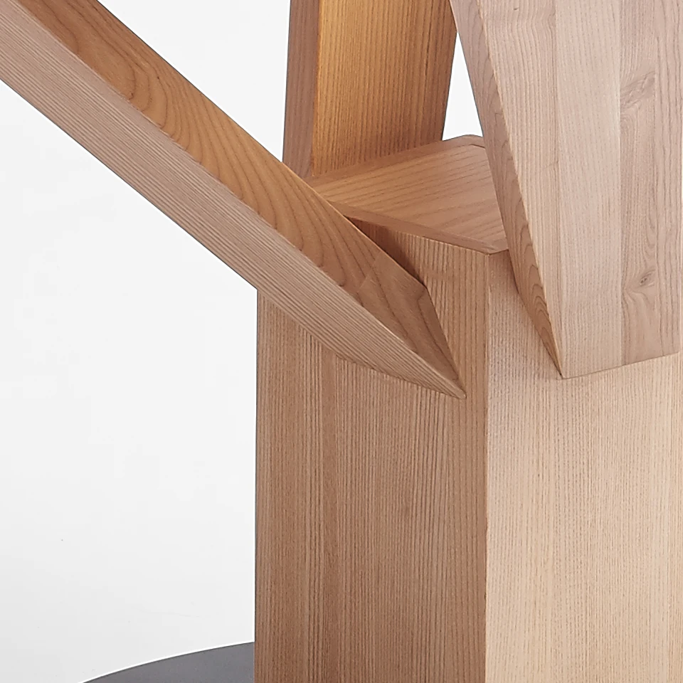 Luxury Solid Ash Lumber Wood Dining Table With Glass Table Top Modern Style Round Dining Room Table and 4 Chairs Natural Wooden