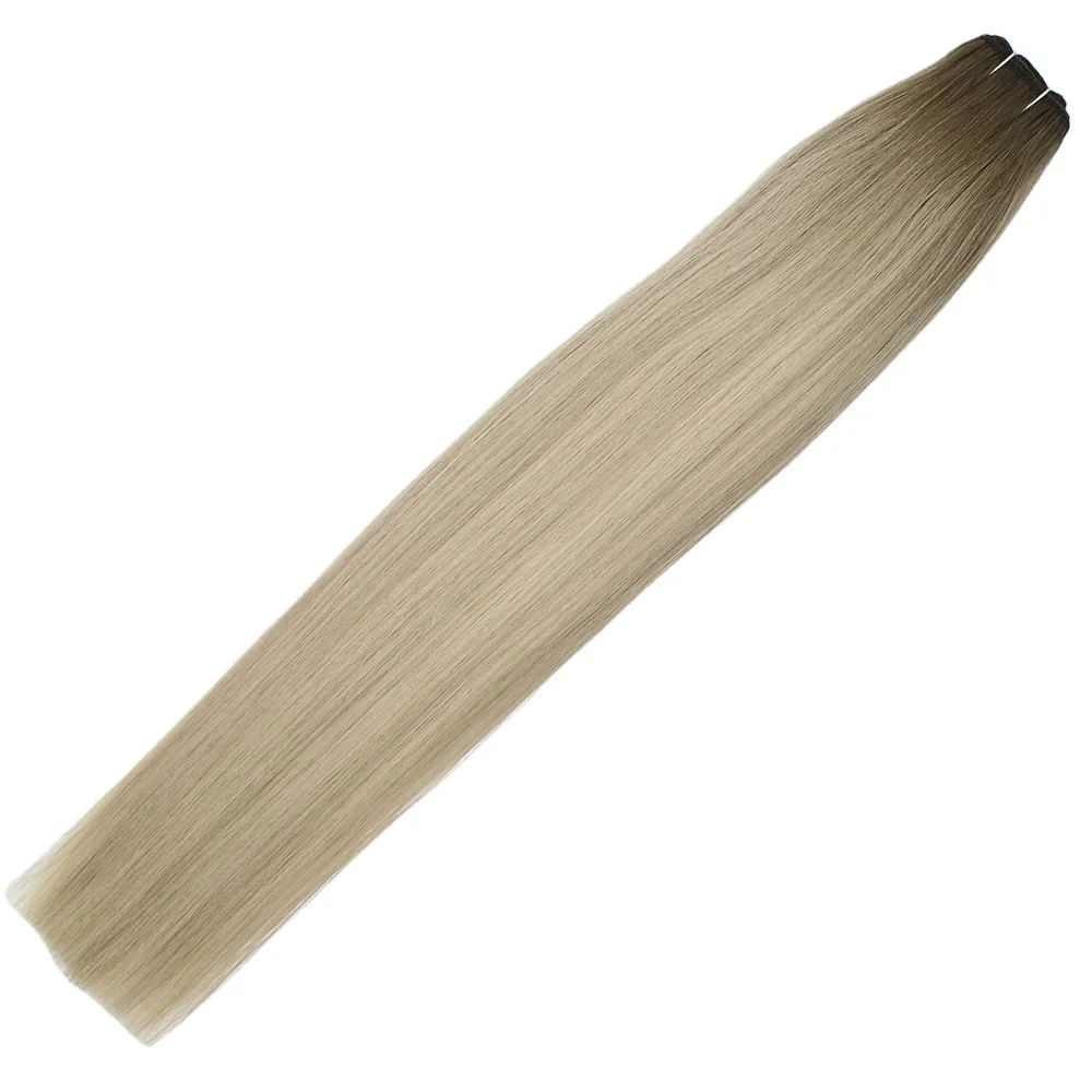 FangCun  Remy Russian Super Double Drawn Human Hair Hand Tied Weft Hair Extensions Curly Machine Flat Natural Raw Hair Extension