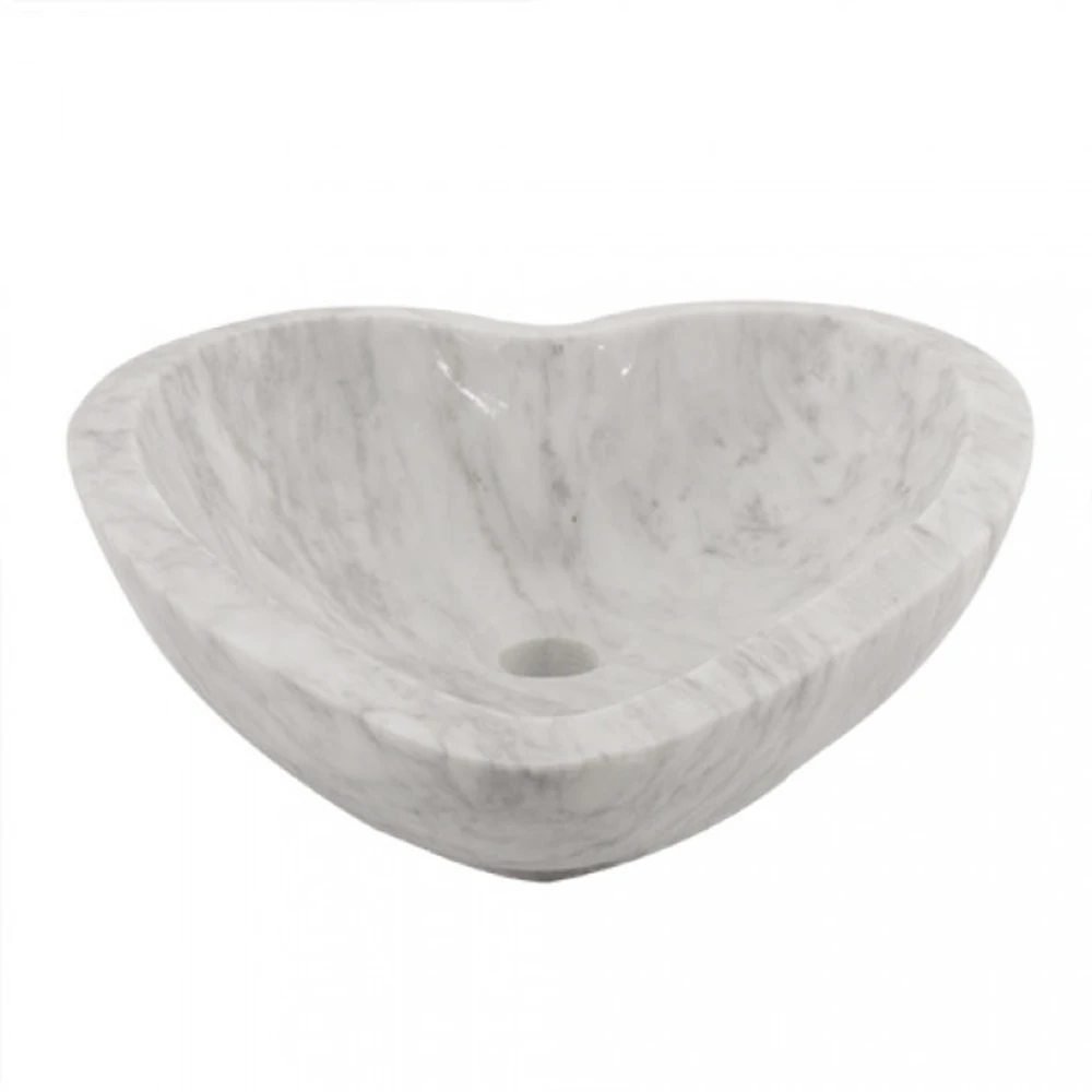 Luxury Heart Shape Calacatta White Marble Art Vanity Small Hand Washing Sinks
