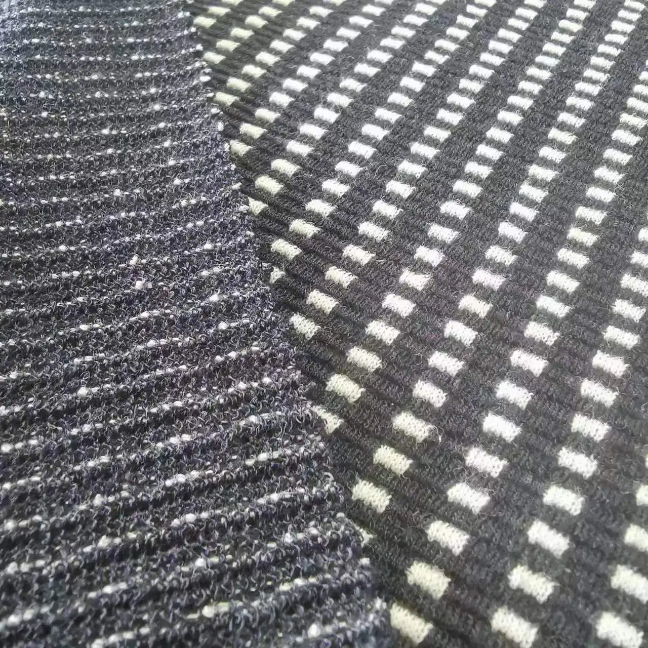 290g Two-sided Jacquards Waffle Weave Interlock Knit Fabric Cotton For t s Men Long Sleeve Women
