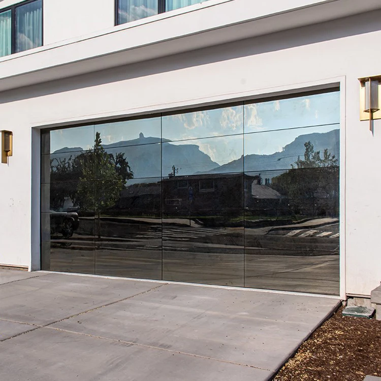 USA Australia Modern full view garage door Black frameless glass aluminium roll garage door
