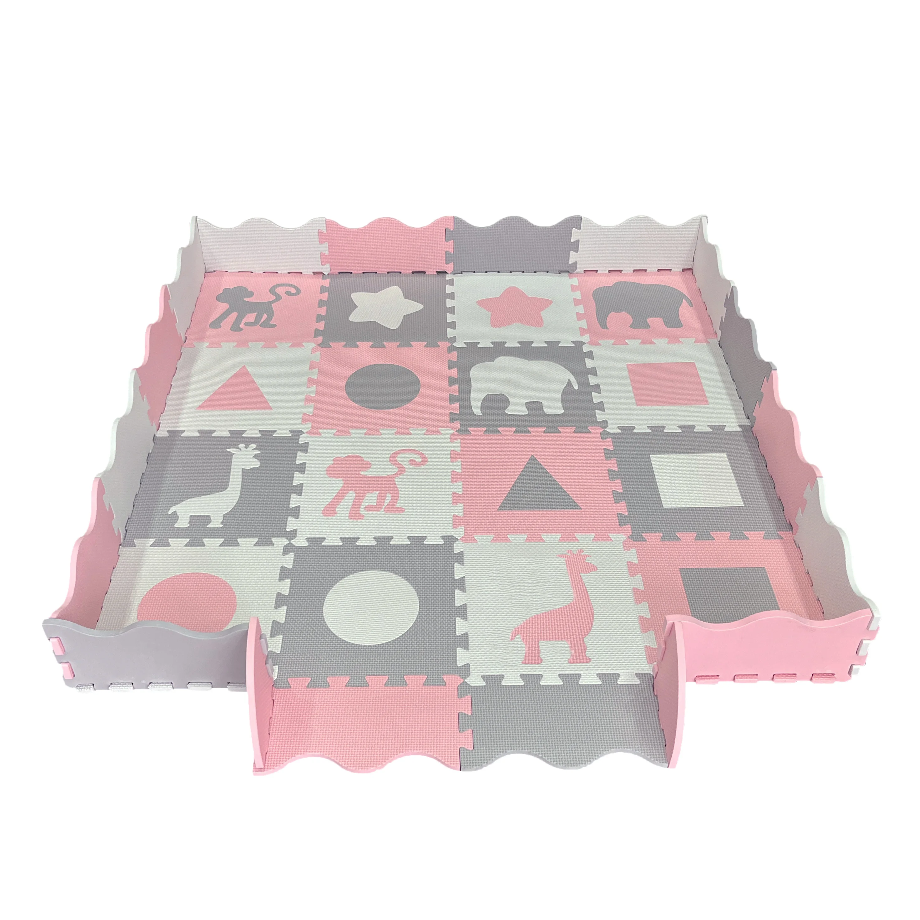 EVA Pink Animals Puzzle Floor Mat for Kids Babies Toddlers Infants Crawling Room Decor Baby Foam Play Mat Non-toxic