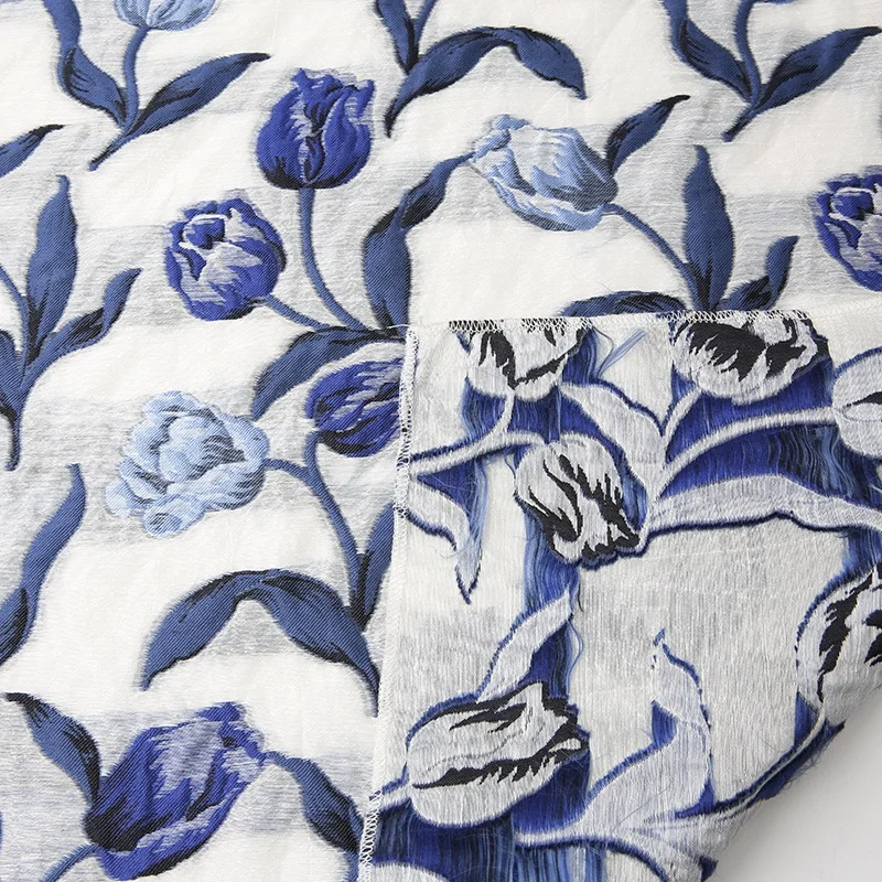 KEER Factory Custom Wholesale  TDA15NE-L hot sale  poly linen flower woman fashion dress jacquard fabric