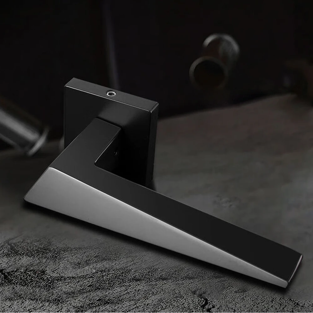 Modern luxury Italian Matt Black interior door knobs mortise Accessories European Zinc Aluminum Square Lever lock Handles