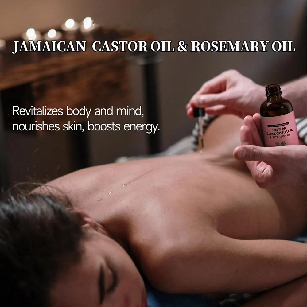 Hot Sale Jamaican Black Castor Oil with Rosemary,Black Castor Oil Cold Pressed,Organic Castor Oil for Hair Growth and Eyelashes