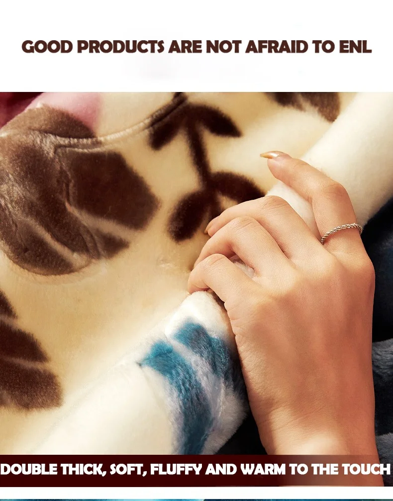 High Quality 100% Polyester Mink Raschel Fleece Blanket Flower Printed Cloud Touch Blanket For Winter