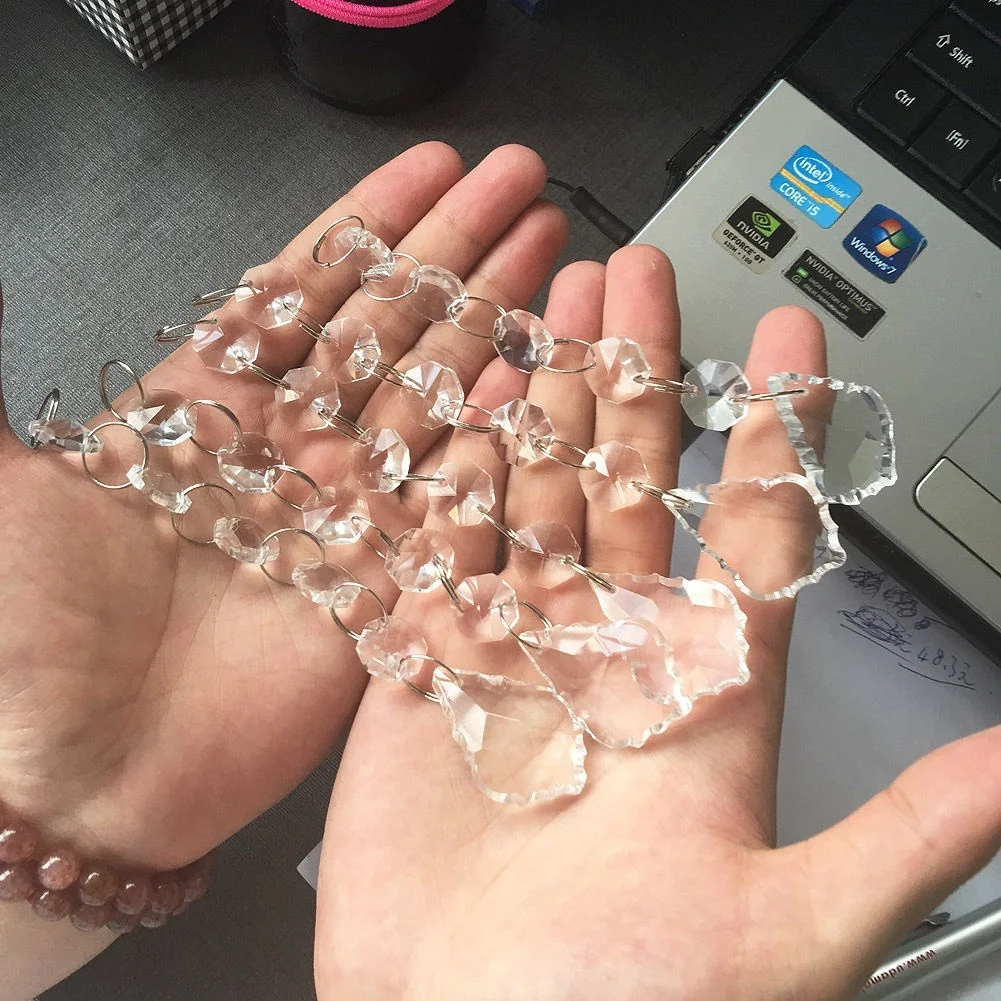 Handmade Crystal Chain Chandelier Glass Maple Crystal Lamp Prism Pendant Ab K9 Crystal Glass Flower Chandelier Parts