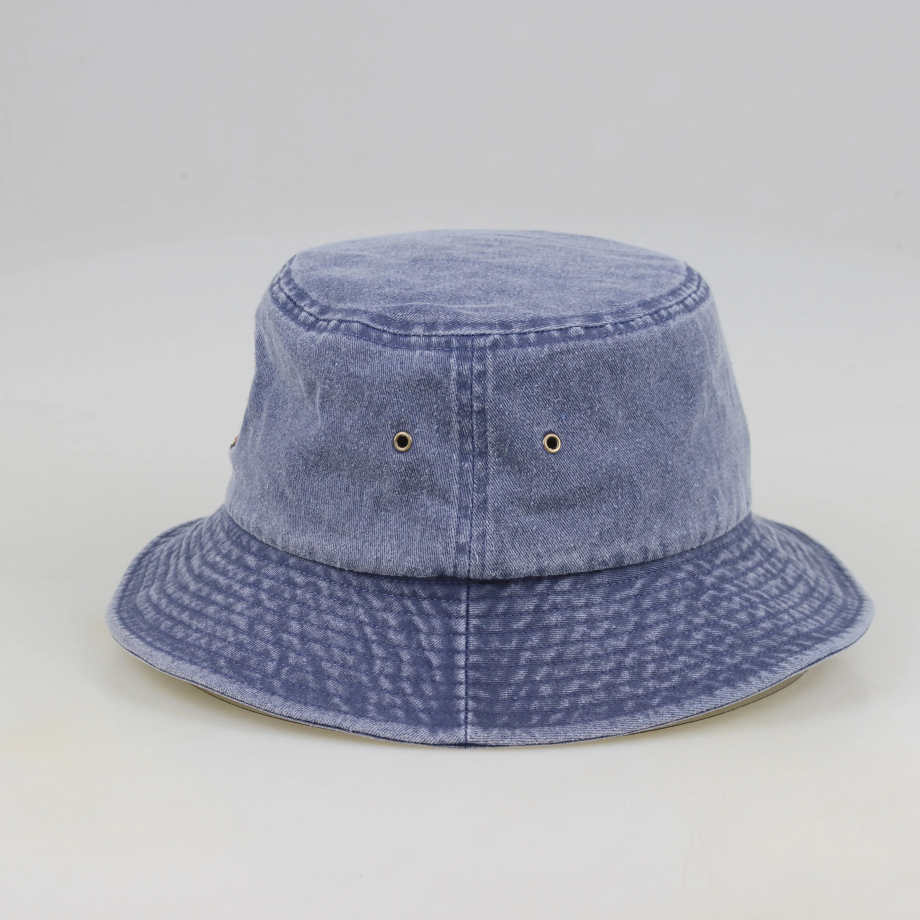 Custom Logo Washed denim Cowboy Cotton Bucket Hat Unisex Cotton Men Women Sun Bucket Hats Embroidery Logo