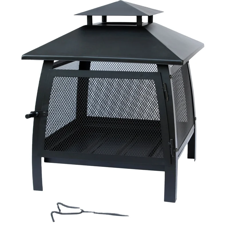 Wood Burning Fireplace Fire Pit Outdoor Patio Chimney