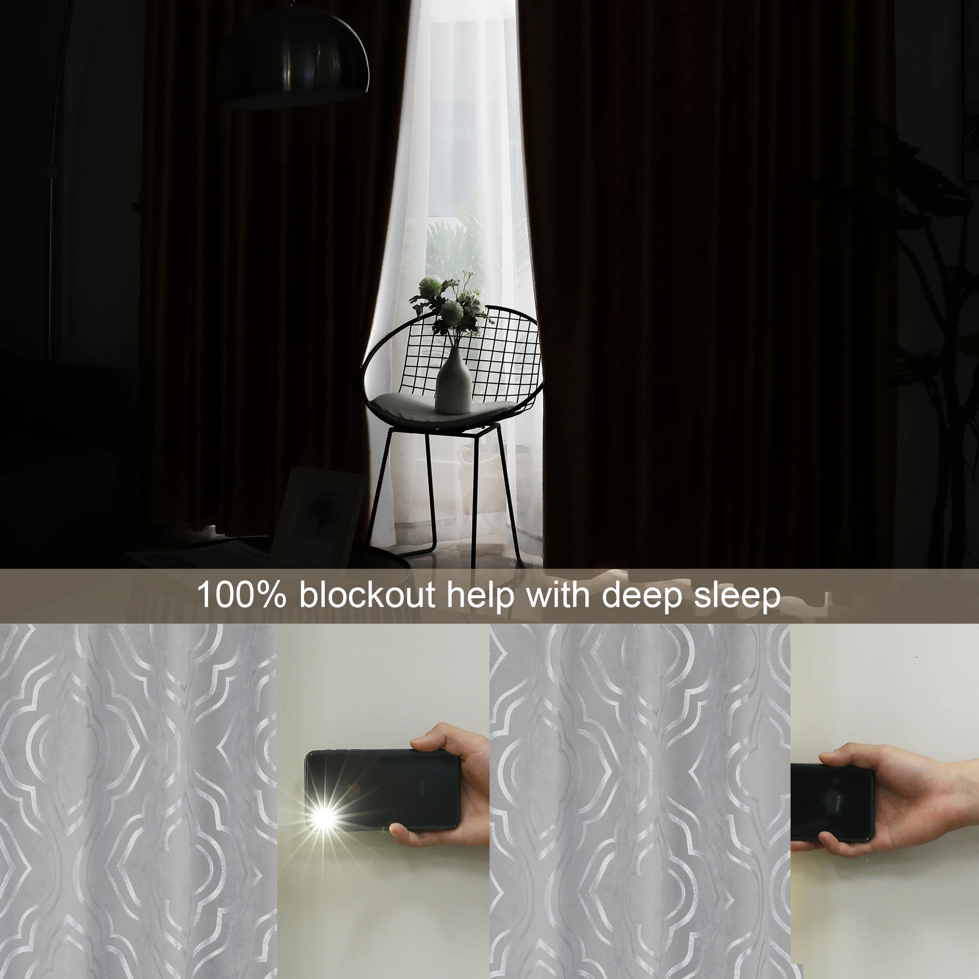 OWENIE curtains with full shading bedroom living room balcony sun protection thermal insulation gray simple rear strap style
