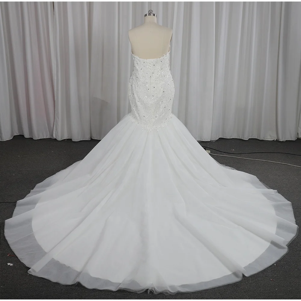 Luxury heavy stones beaded lace applique mermaid wedding dress bridal gown bride to be custom made
