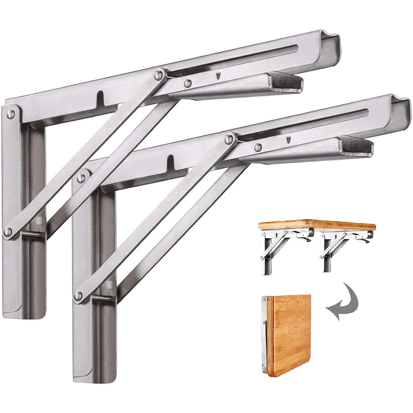 
Furniture Triangle Shelving Adjustable Right Angle L Shaped Metal Stainless Steel Wall Mounted Folding Table Shelf Bracket 