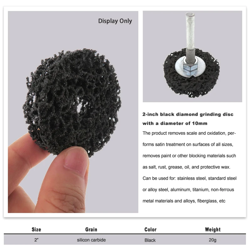 2 Inch 50mm Silicon Carbide Strip&Clean Disc Sanding Disc Diamond Grinding Disc for Removal Rust Paint Blocking Materials