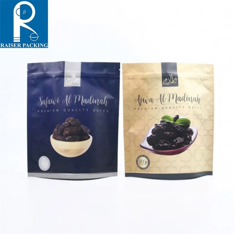 Custom logo reusable 300g Plastic self press seal zipper plastic stand up jujube dry fruit bags