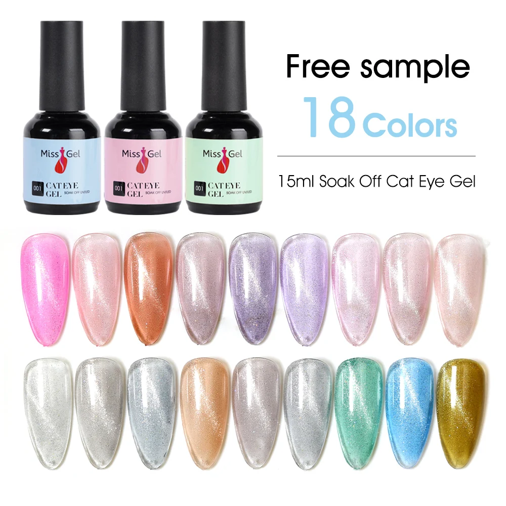 Missgel OEM nail magnetic 18 colors kit colors 9d UV gel crystal gel cat eye 3d cat eye gel polish