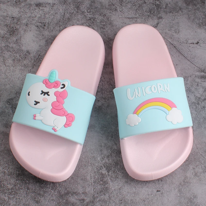 Летние Тапочки 2021, детские тапочки из ПВХ с единорогом, Нескользящие мягкие розовые Тапочки с единорогом, детские сандалии