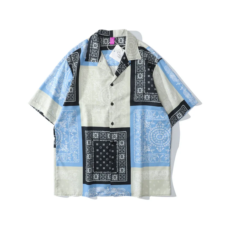 Custom Peach Soft Mens Beach Wear Sea Hawaiian Shirts Casual Shirts 100% Cotton Men Short Summer Hawaiian Shirts Animal Pattern