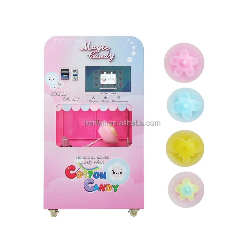 Automatic Cotton Candy Machine Candy Vending Machine Dispenser with Set Power Technical Coin Sales