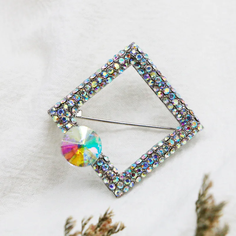 blingbling colorful crystal brooch pin,creative geometric brooches jewelry