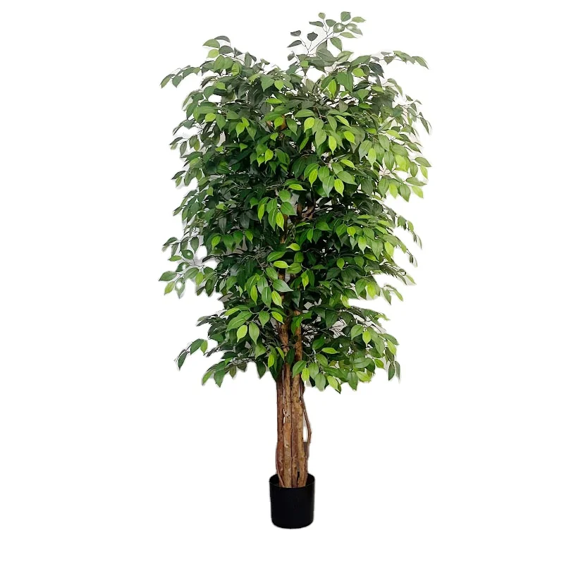 Factory Wholesale Artificial Banyan with Natural Trunk Realistic Silk Banyan Leaves  Artificial Plants for Home Indoor Decor