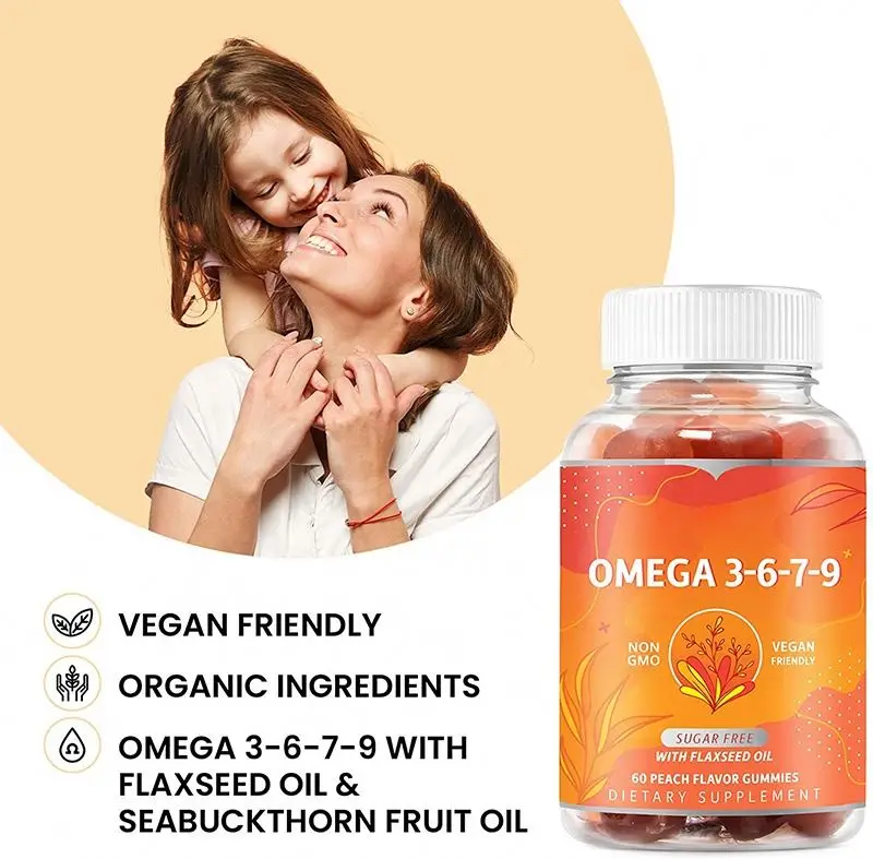 Organic Omega 3 Gummies with Omegas 6, 7, 9, Supports Brain, Heart, Eye & Immune System fish oil DHA gummies