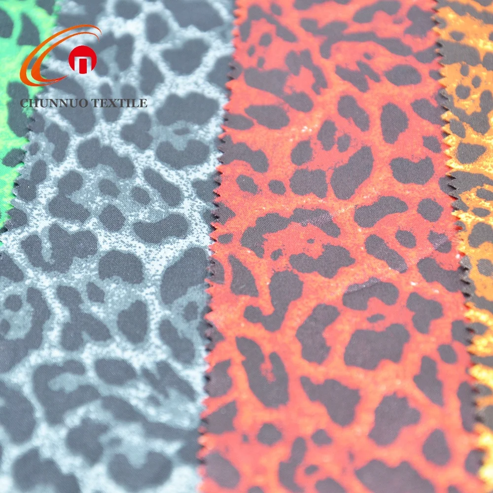 Chunnuo Textile Brown Leopard Printed 100% Polyester Satin Fabric