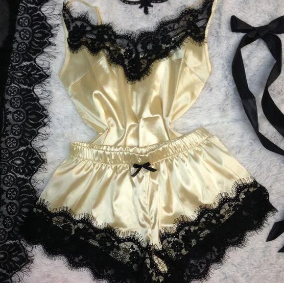 Hot style sexy lace comfort home ladies pajamas lace two-piece set from china buying agent