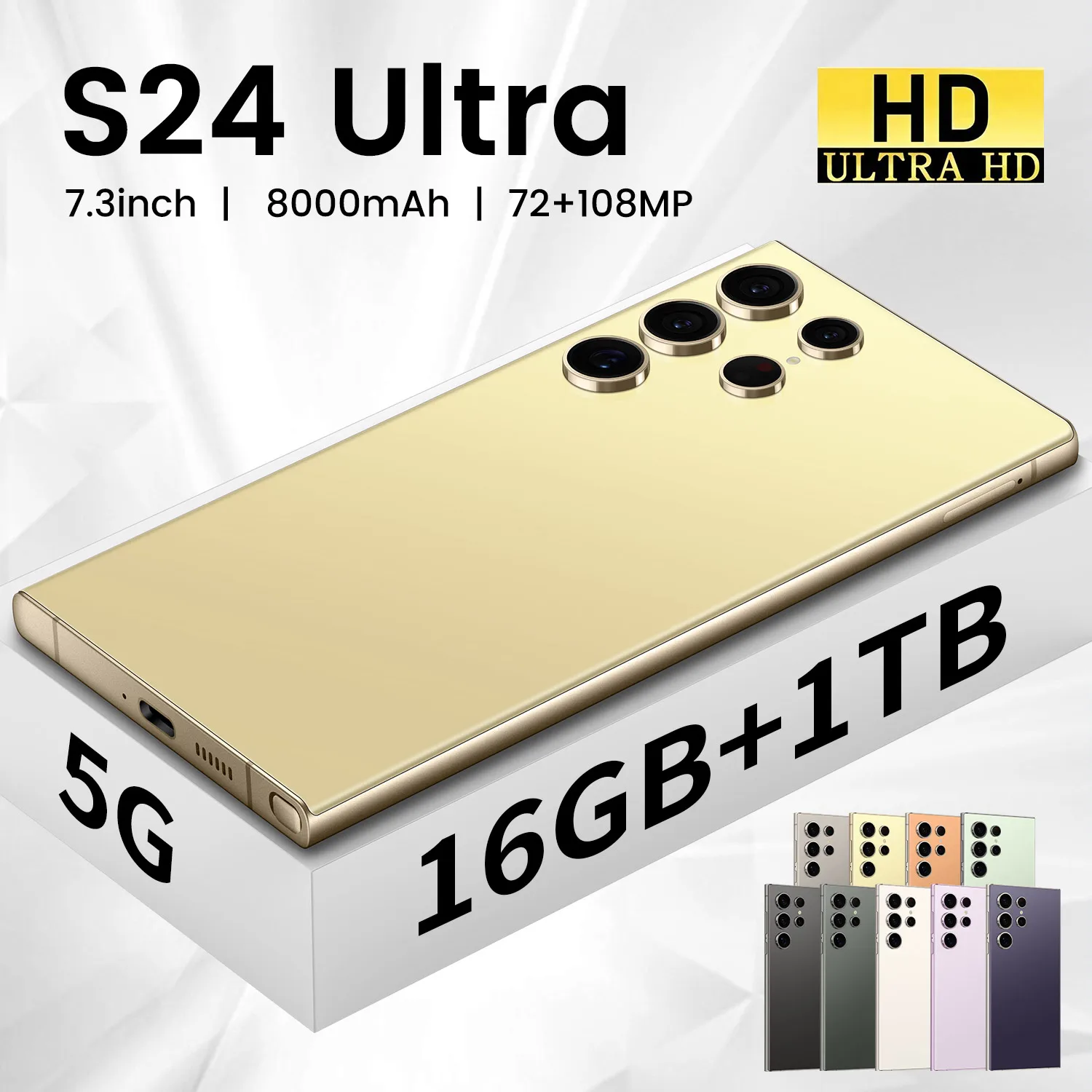 Hot Selling S24 ULTRA original 16GB+1TB 72MP+108MP 7.3 Inch Mobile Smartphone Big Battery Android 14 Cell Phone