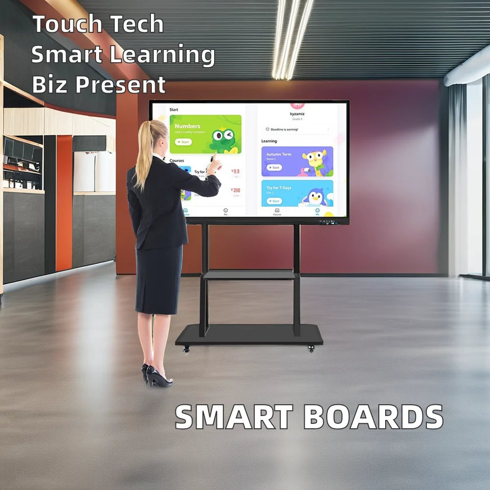 55 65 75 86 98 Inch Smart LCD Board 4K Touch Screen Digital Flat Panel Interactive Whiteboard Education Business OEM Indoor SDK