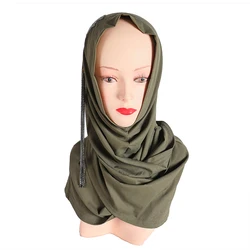Elastic inner hijab caps islam ethnic head cover solid color muslim polyester turban breathable tube caps instant muslim hijab