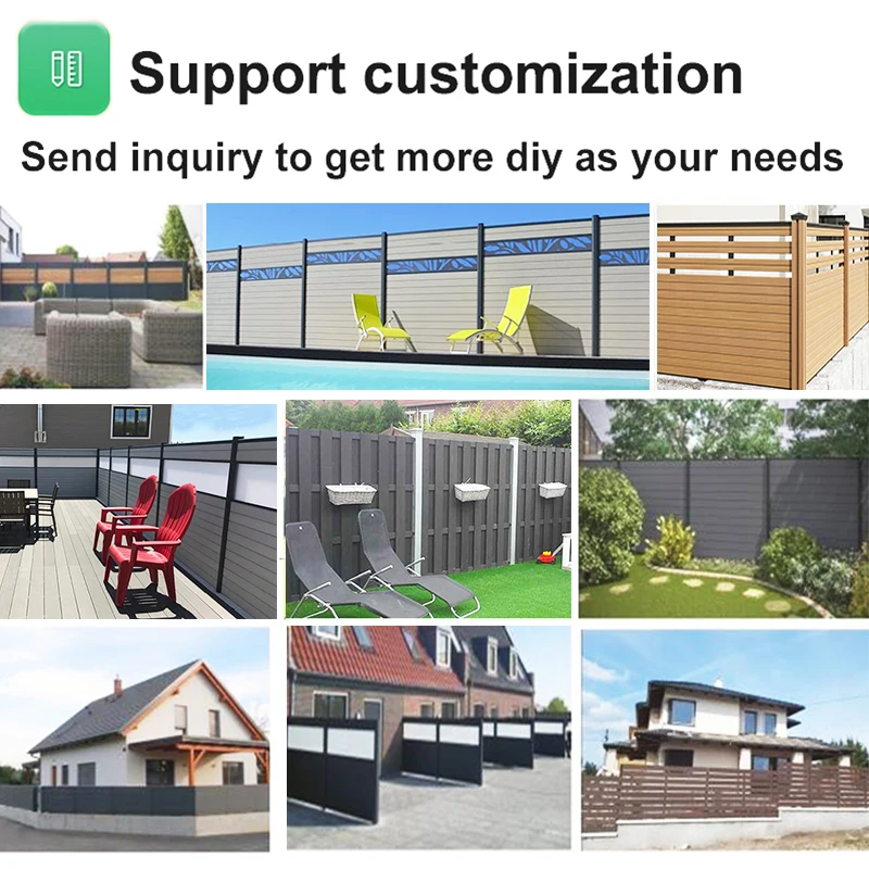 Exterior wooden plastic composite woodcore fences board panel aluminum frame wpc fence post price