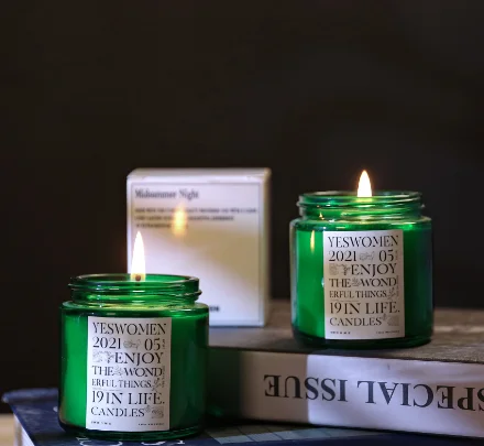 Free sample Green bottle scented candle home decoration ins creative gift smokeless scented candle