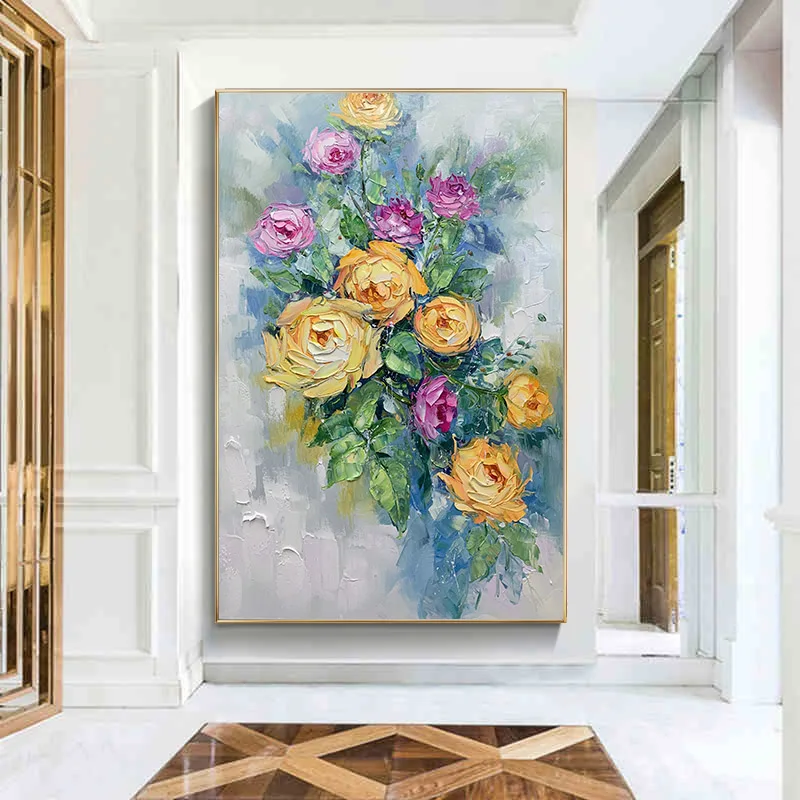 Popular Hot Sale Modern Decoration Oil Paintings Art Wall Painting Canvas Flowers Hand Painted Oil Painting 20*30 inch