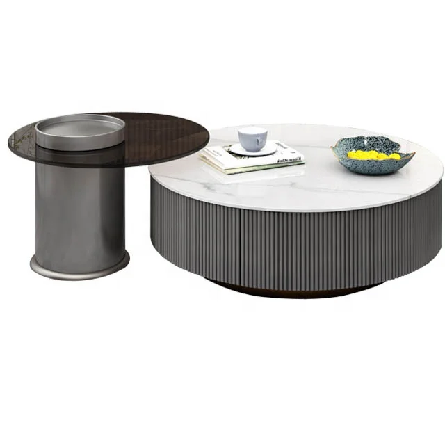 Hot SALE Luxury Marble Top Coffee  Table Simple Style Living Room Furniture stainless steel leg with Drawers Tea Table wholesale