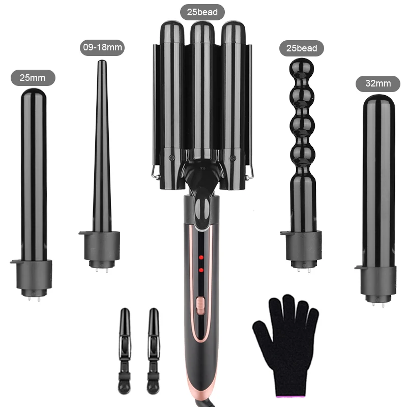 Hot Sale Interchangeable Versatile Tourmaline Hair Curler LED PTC Electric Curling Irons Household Use Factory Direct Pricing