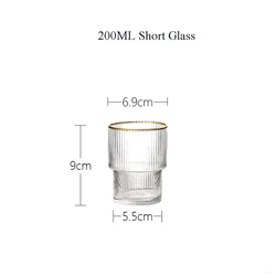 Amazon HotsaleStemless Coffee Ripple Vertical Stripes Glass Drinking Water Glassware Set Tumbler With Golden Rim Mouth Glass mug